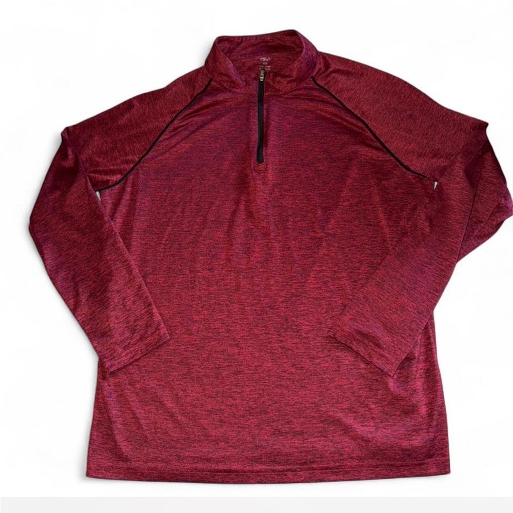 Men's Quarter-Zip Long Sleeve Performance Top - Burgundy Heather
